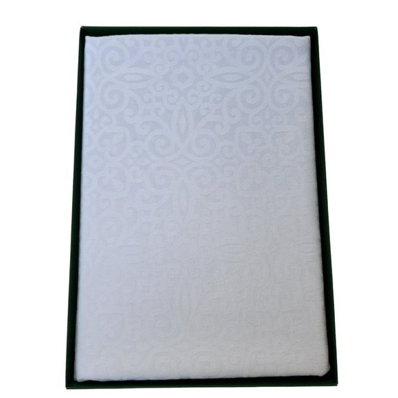 Charles Gallen White Damask Avondale‎ Tablecloth Irish Linen 60x84in - Picture 12 of 14